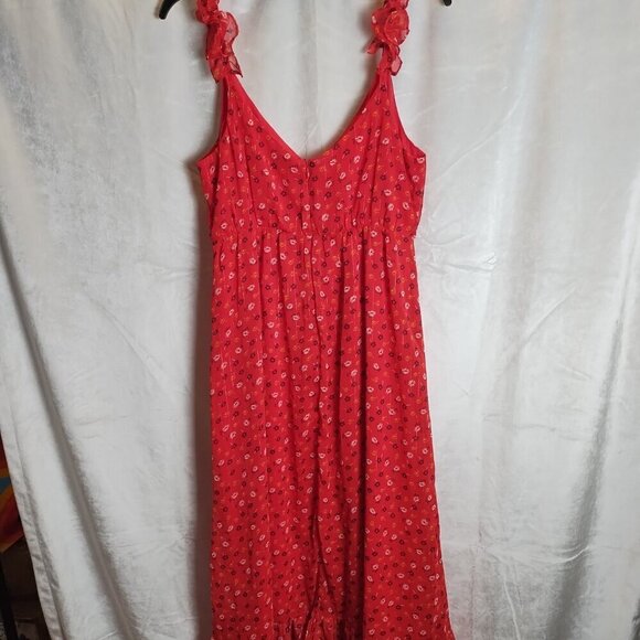 Madewell Ruffle-strap Wrap Dress in Metallic striped Prairie Posies. - Picture 5 of 6